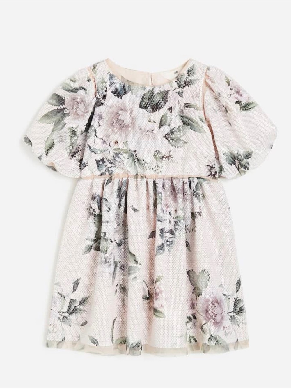 H&M Pink Floral Puff Sleeve Dress